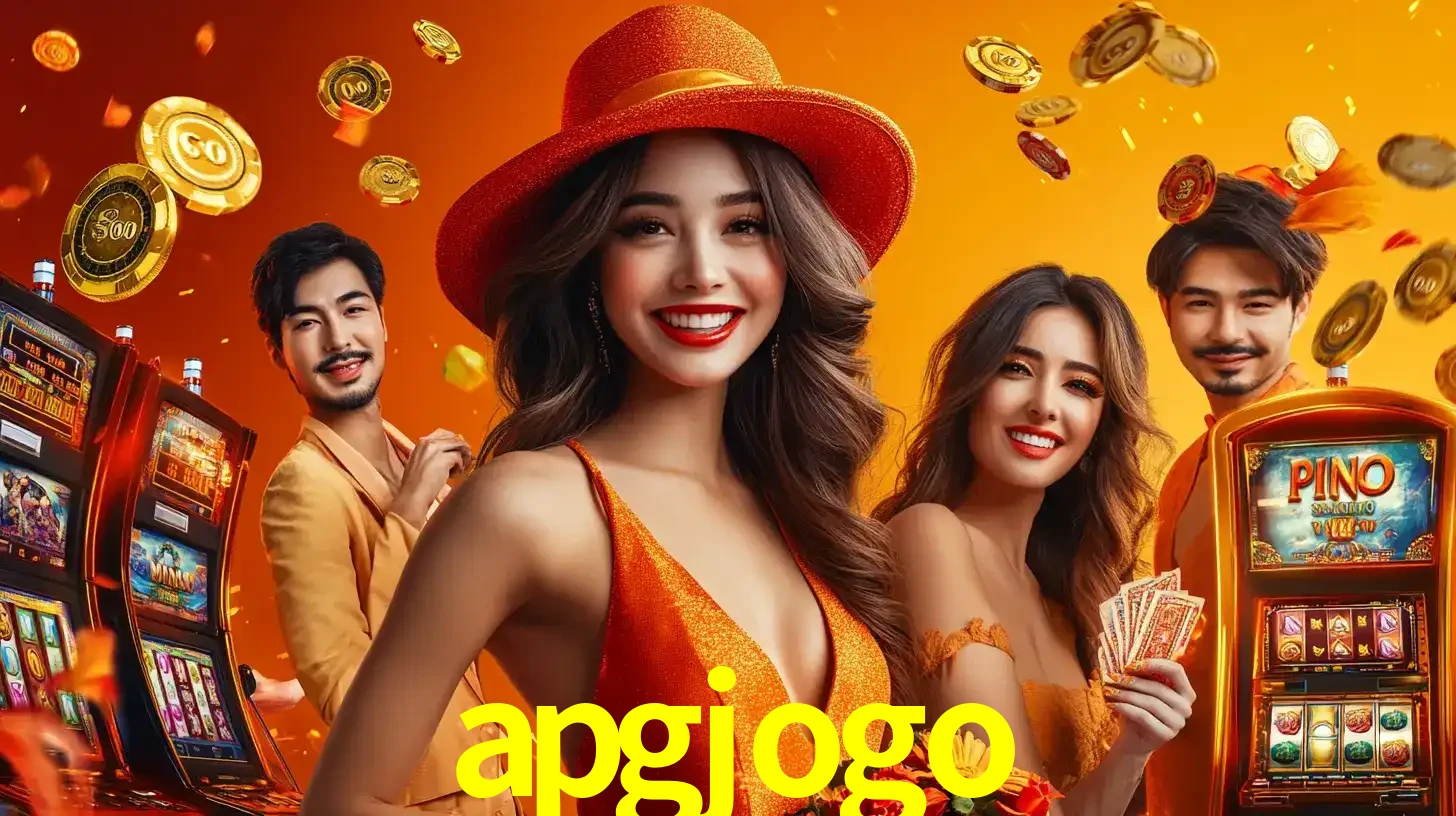 Grupo de amigos asiáticos sorrindo e se divertindo com máquinas de caça-níqueis em um ambiente festivo, celebrando suas vitórias nos jogos de cassino do apgjogo.