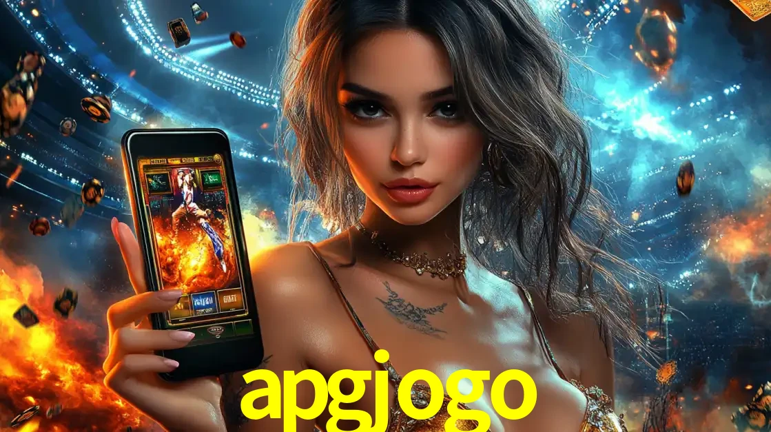 Mulher segurando um celular com um jogo de slot em destaque, tendo como fundo um estádio vibrante, simbolizando a emoção de jogar no cassino móvel apgjogo.